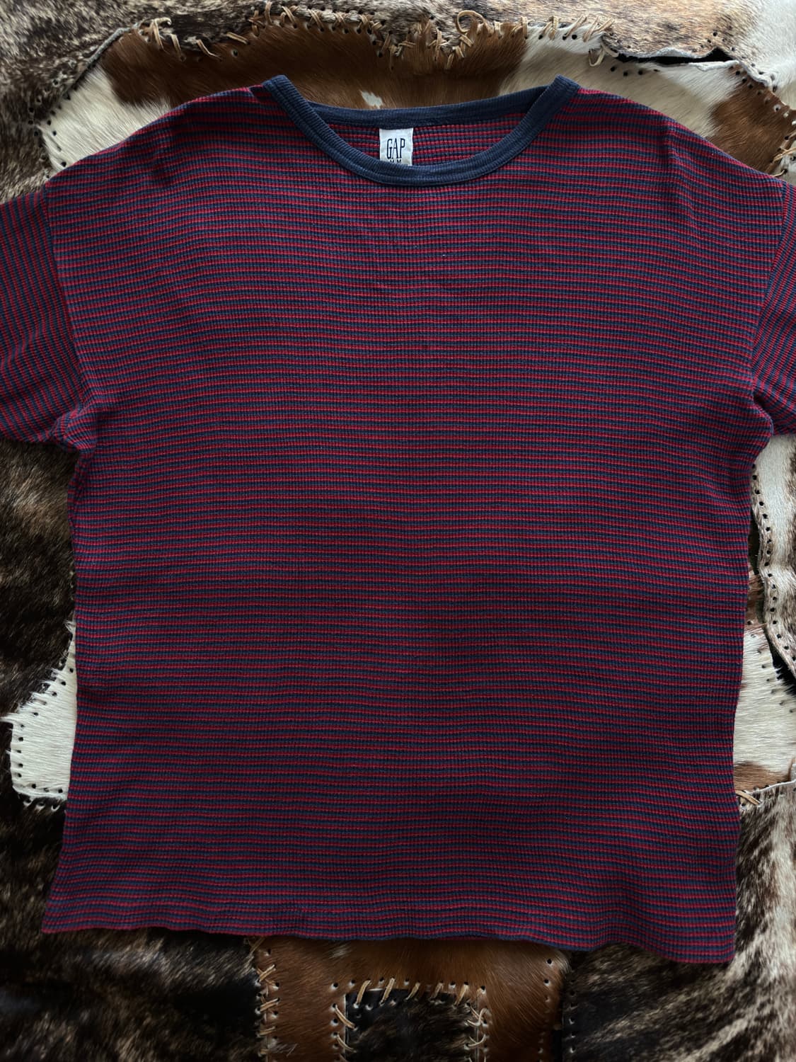 80s 90s old Gap USA 스트라이프 써멀 링거 티셔츠  상품이미지3