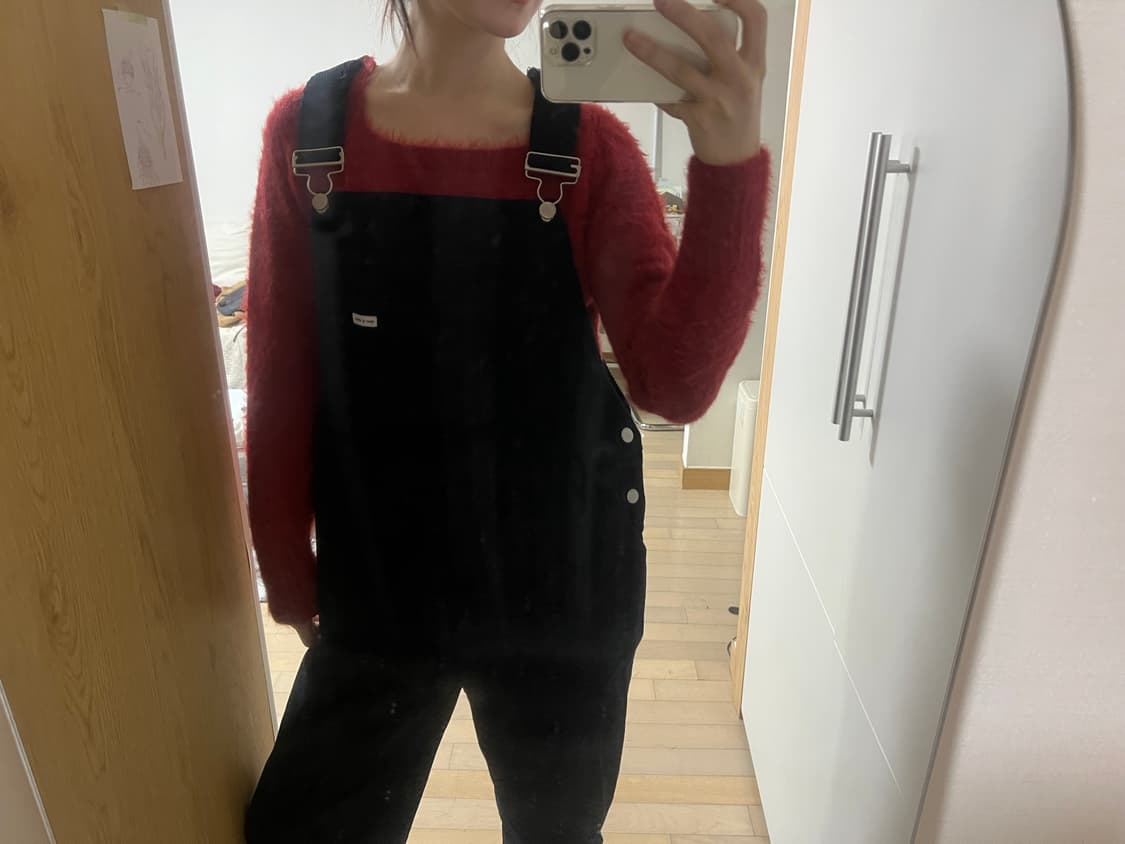 red knit, navy corduroy  jumpsuit set 상품이미지1