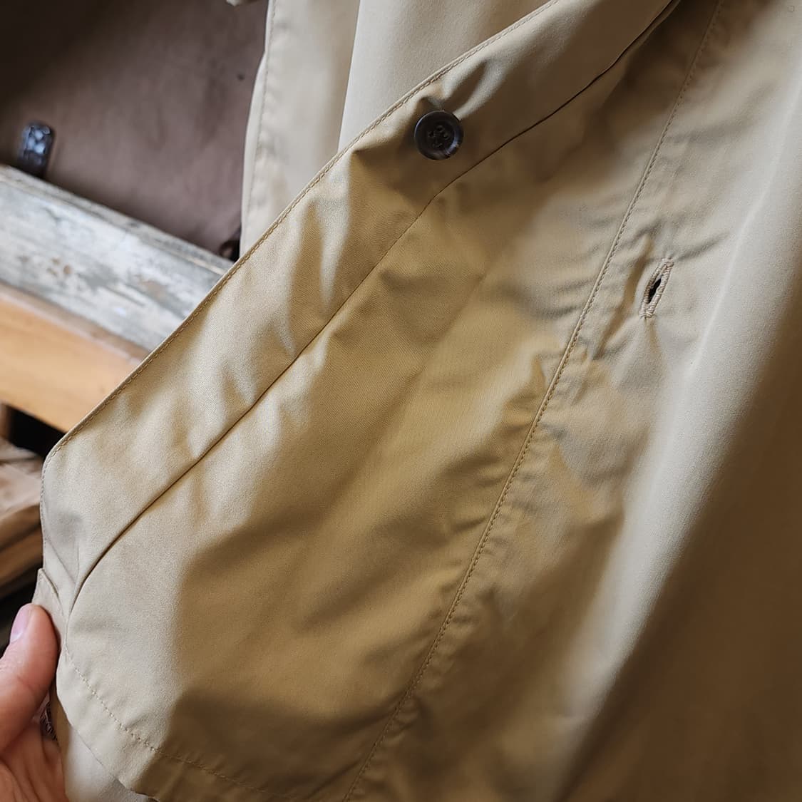 폴로 트렌치코트 베이지 레더 트림 싱글 트렌치 xl 상품이미지10