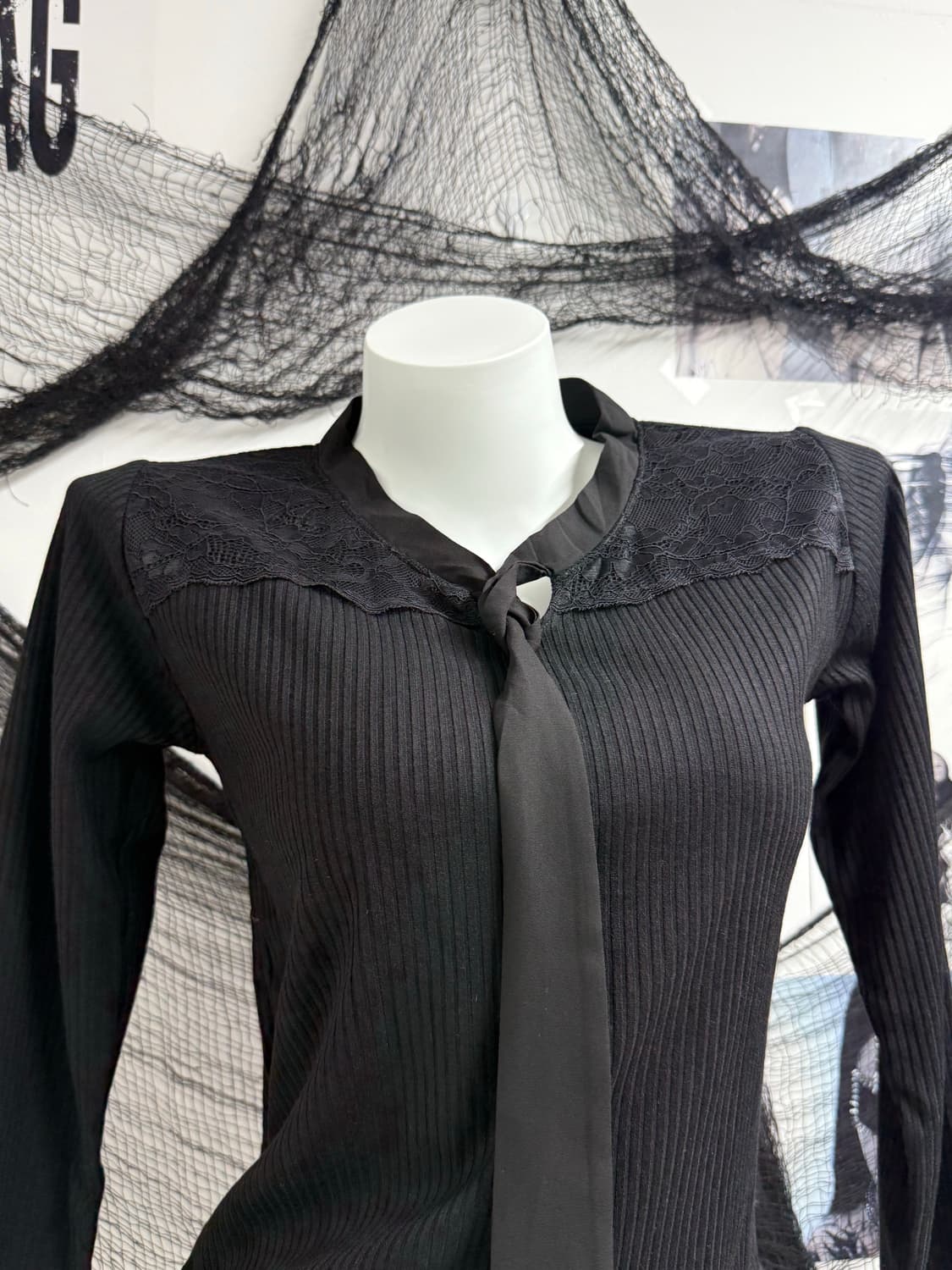 Necktie lace detail quarter-sleeve 상품이미지4