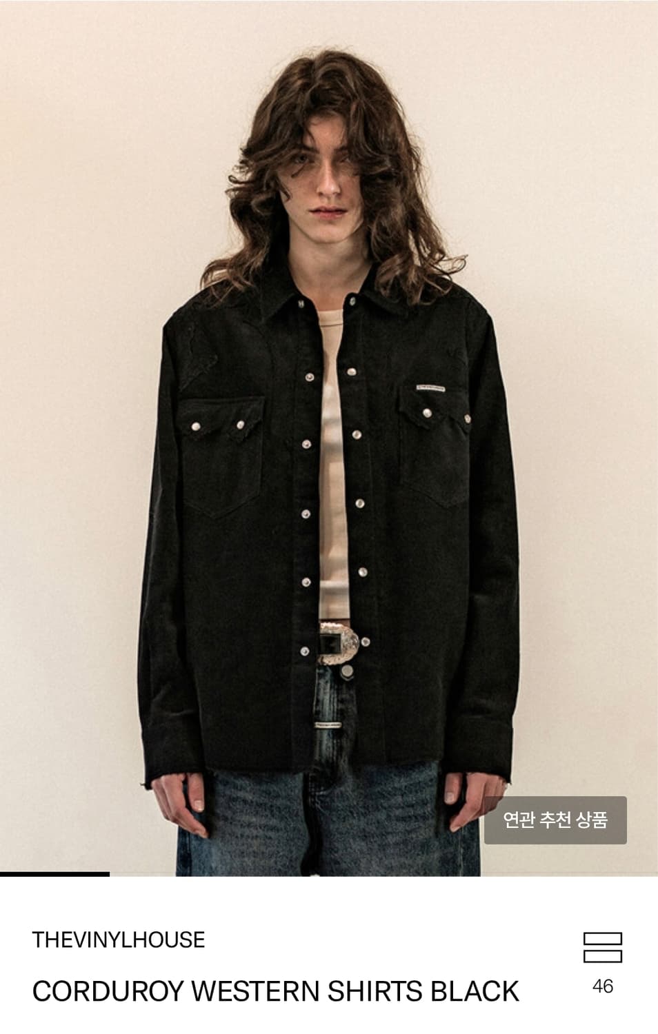 더바이닐 하우스 코듀로이 웨스턴 서츠 블랙 m 상품이미지1