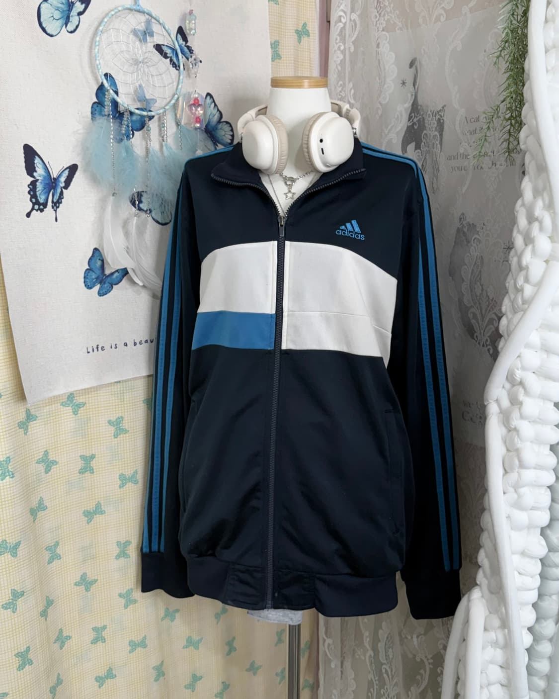 아디다스 네이비 & 블루 오버핏 져지 상품이미지4