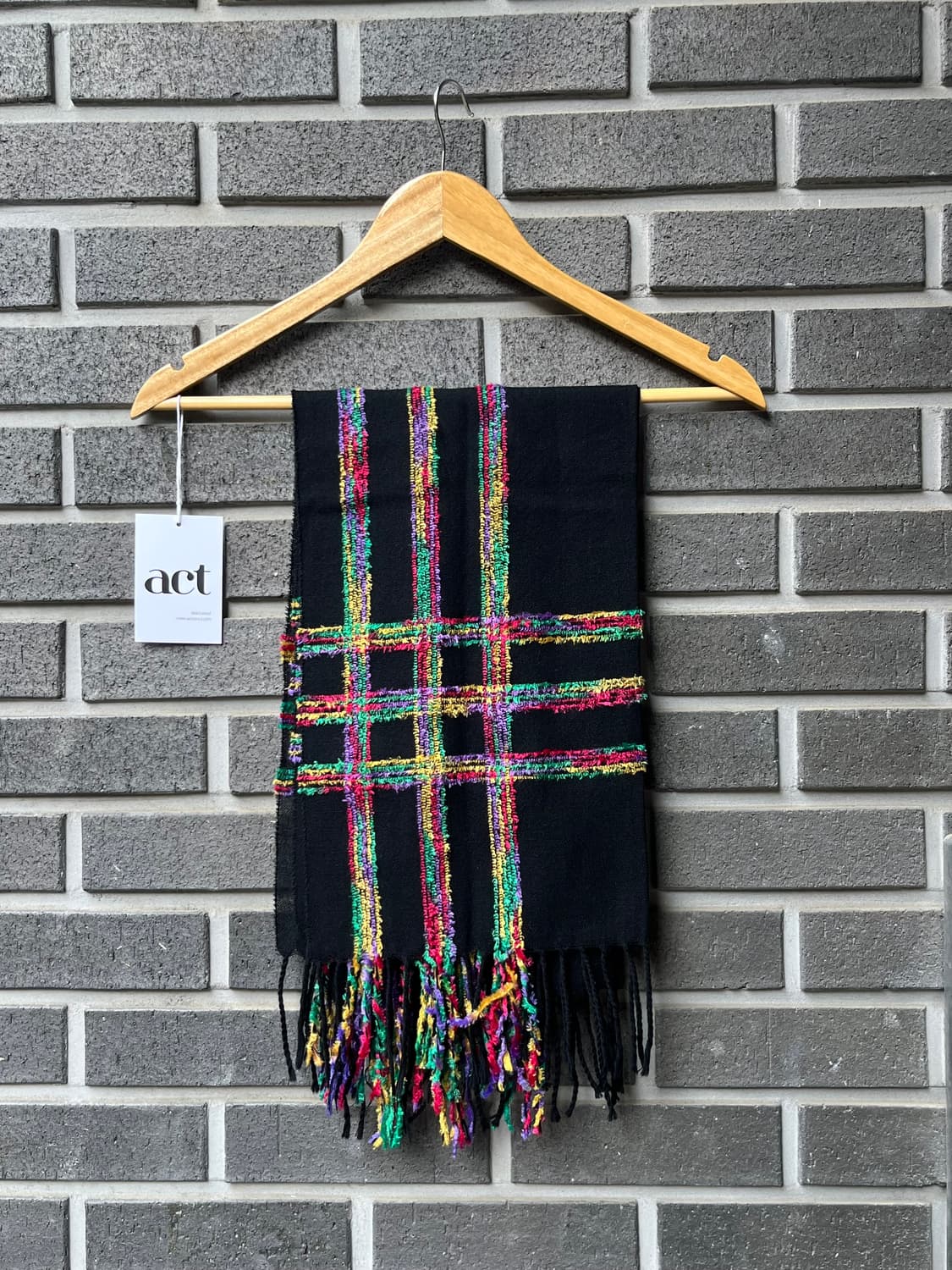 트위드 체크패턴 머플러 블랙 상품이미지1