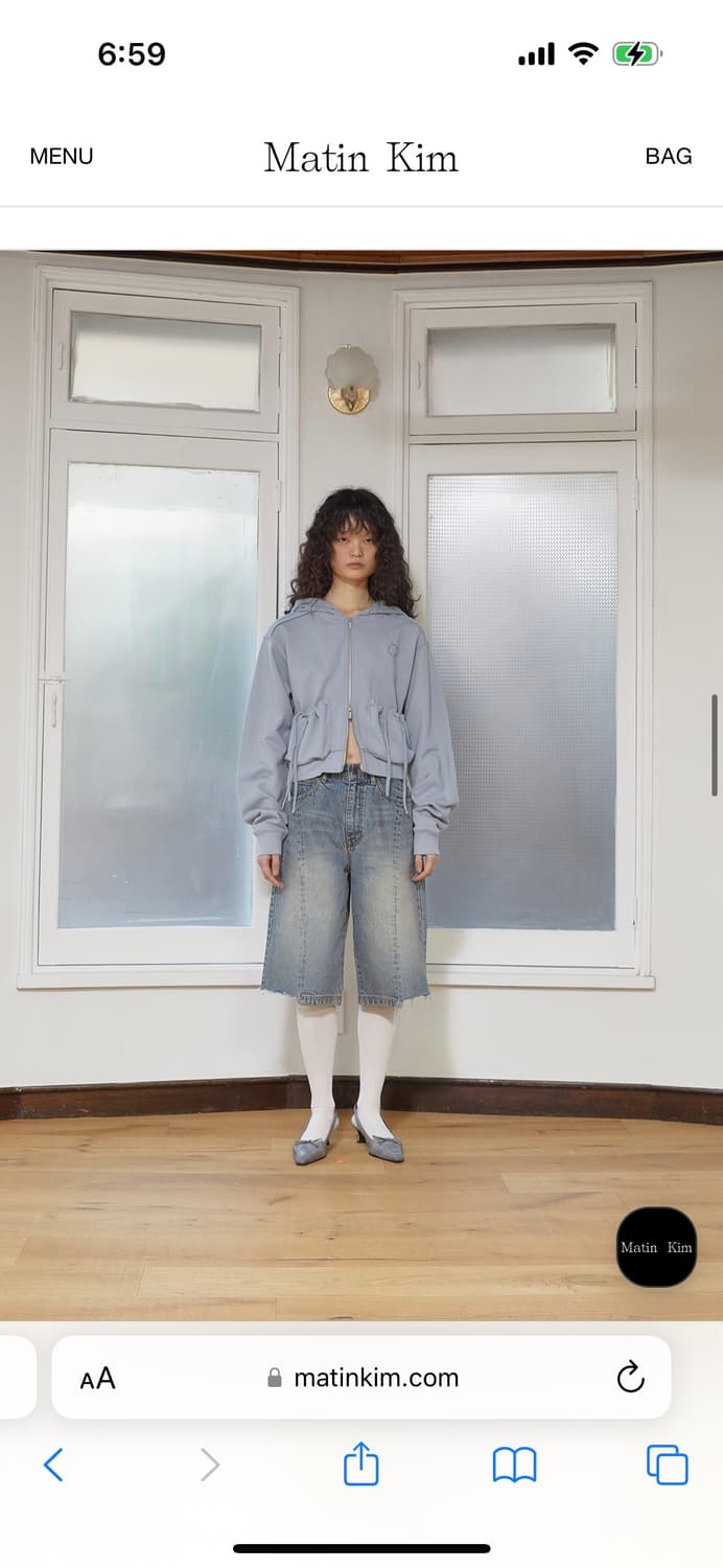 마뗑킴 포켓 크롭 후드집업 라이트 블루 상품이미지2