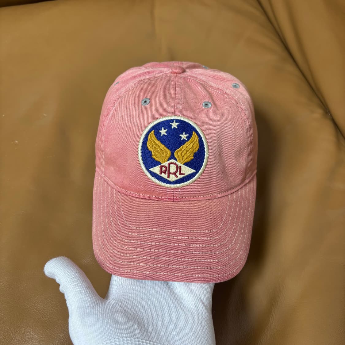 RRL 더블알엘 랄프로렌 폴로 윙로고 6패널 볼캡 모자 워시드 레드 상품이미지2