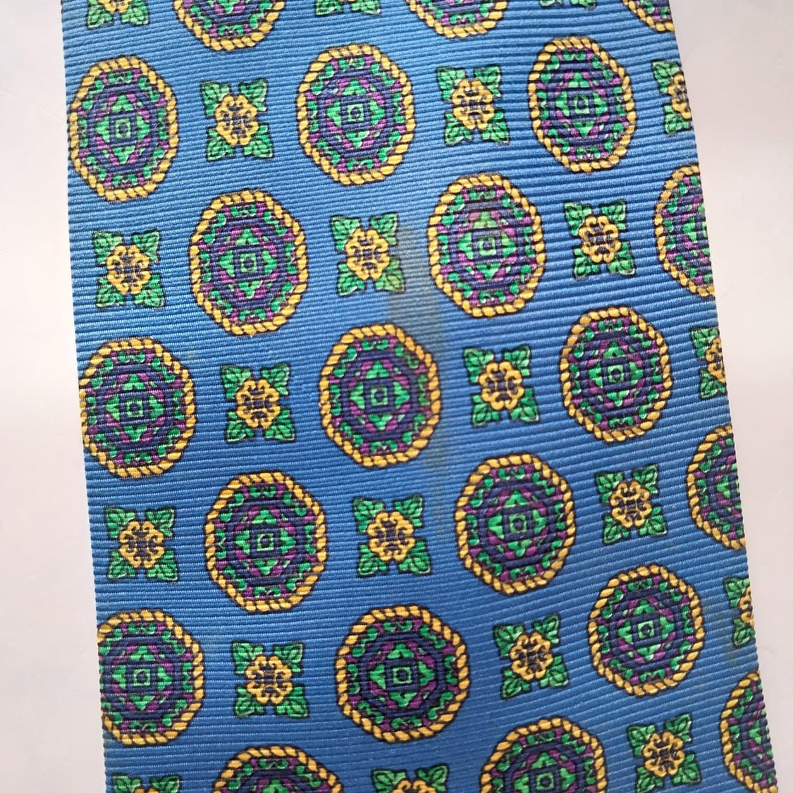 베르사체 실크 블루 패턴 넥타이 9.5cm A~B등급 K2160 상품이미지6