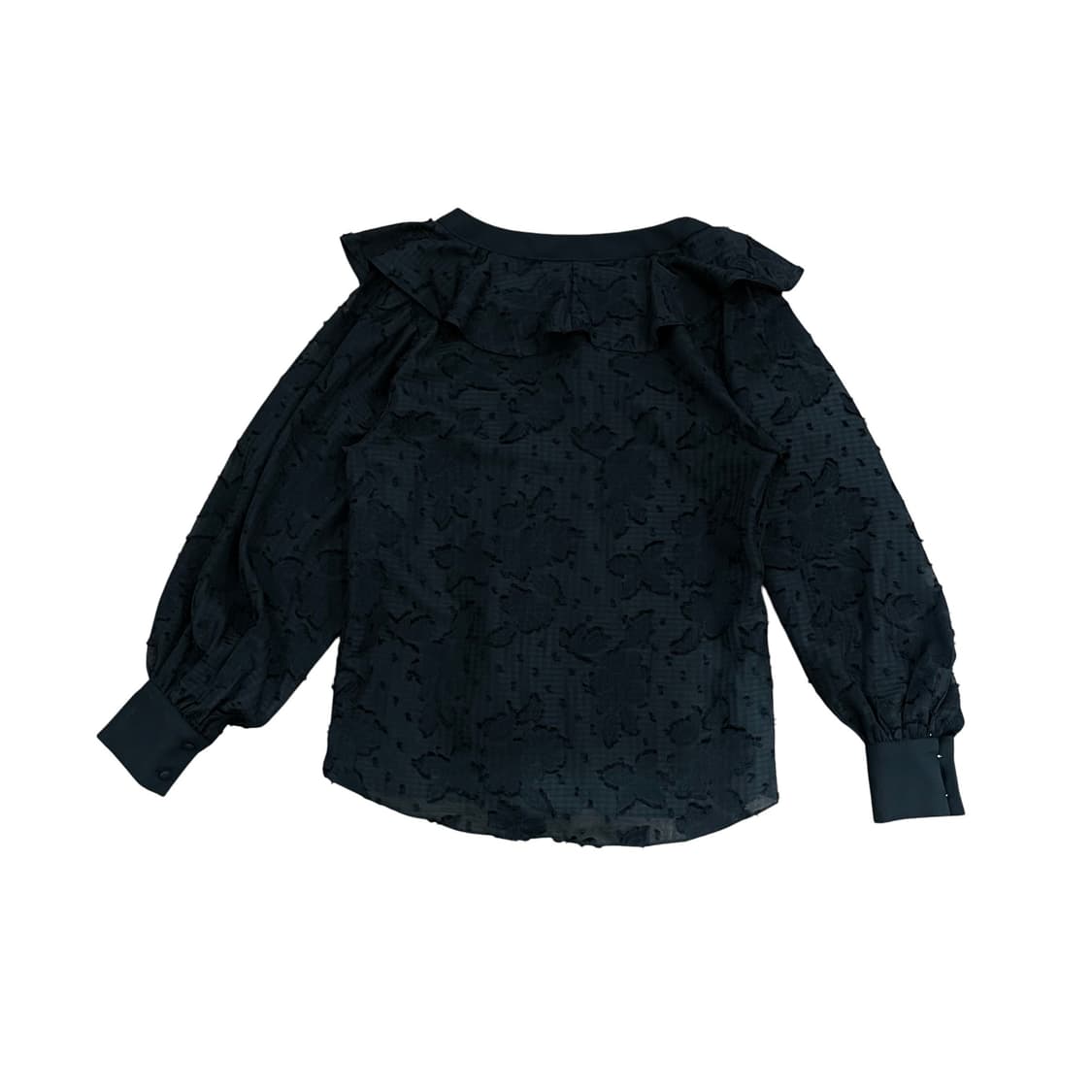 Big Shirring Black Lace Blouse 상품이미지2