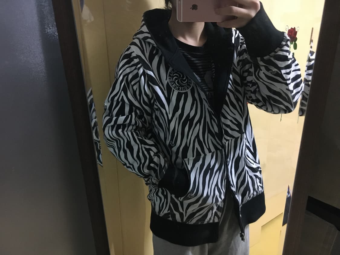 리버시블 무늬 검정 후드집업 빈티지 상품이미지1