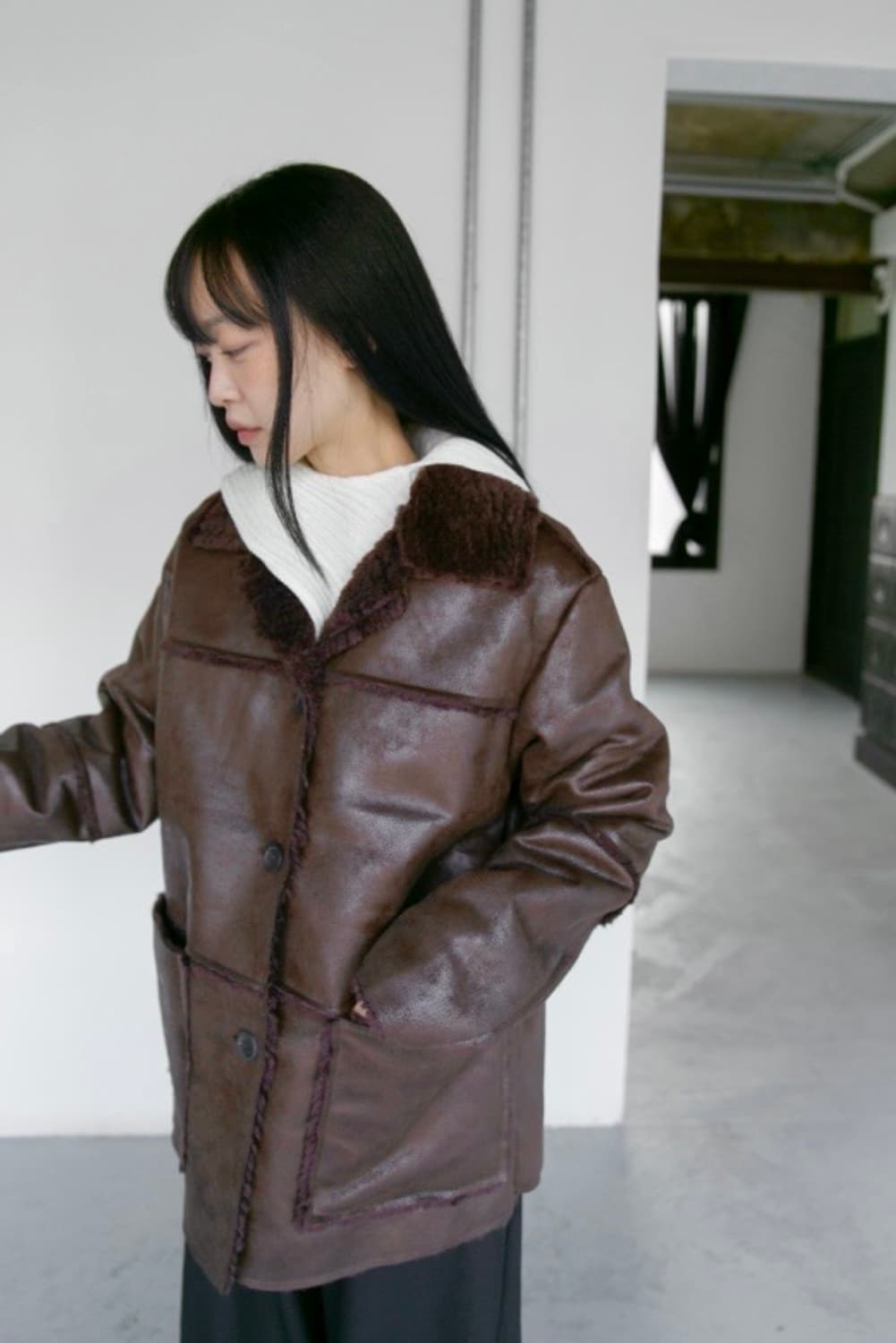 무스탕 하프 코트 상품이미지4