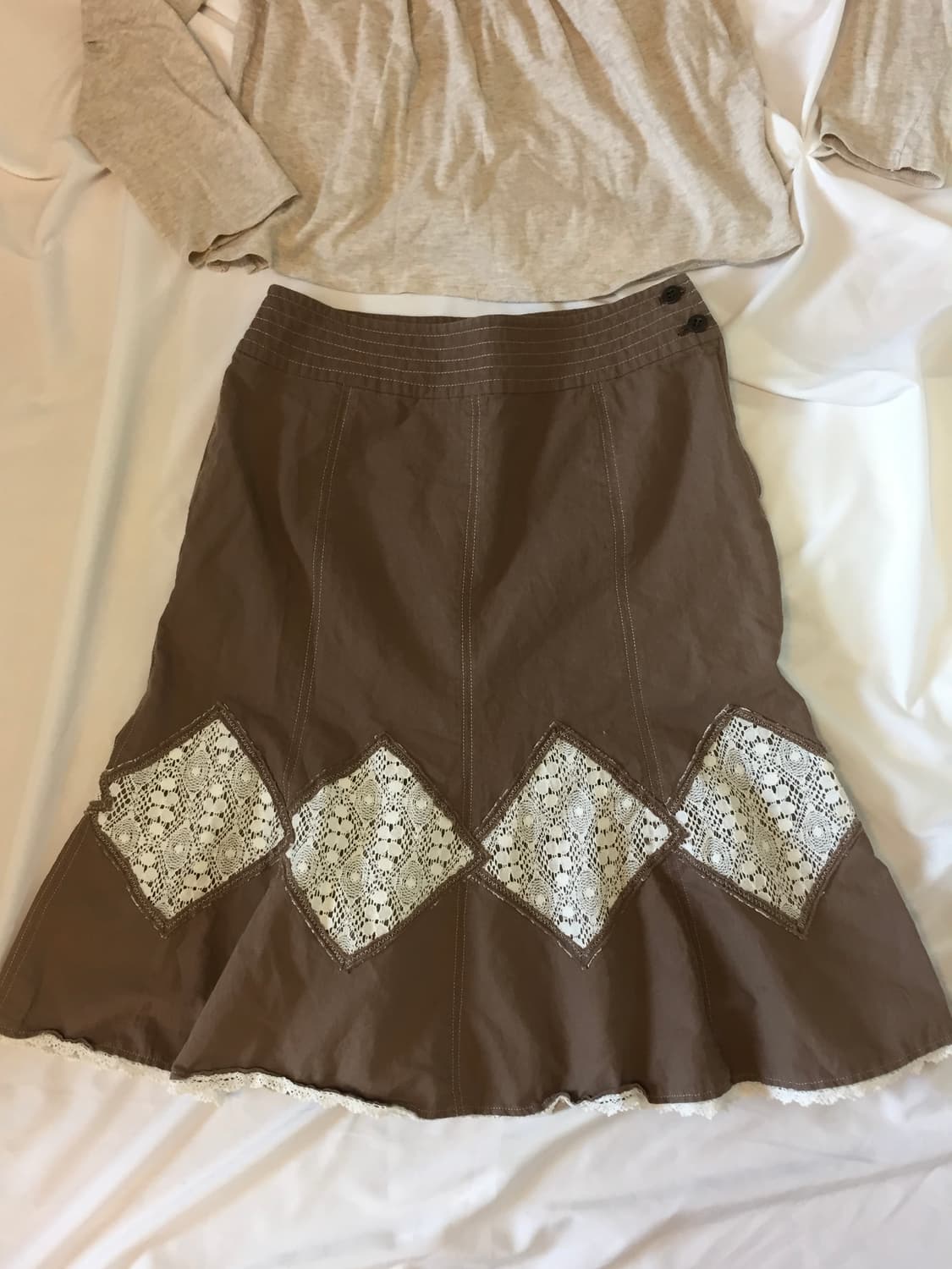 레이스 단추 스커트 상품이미지1