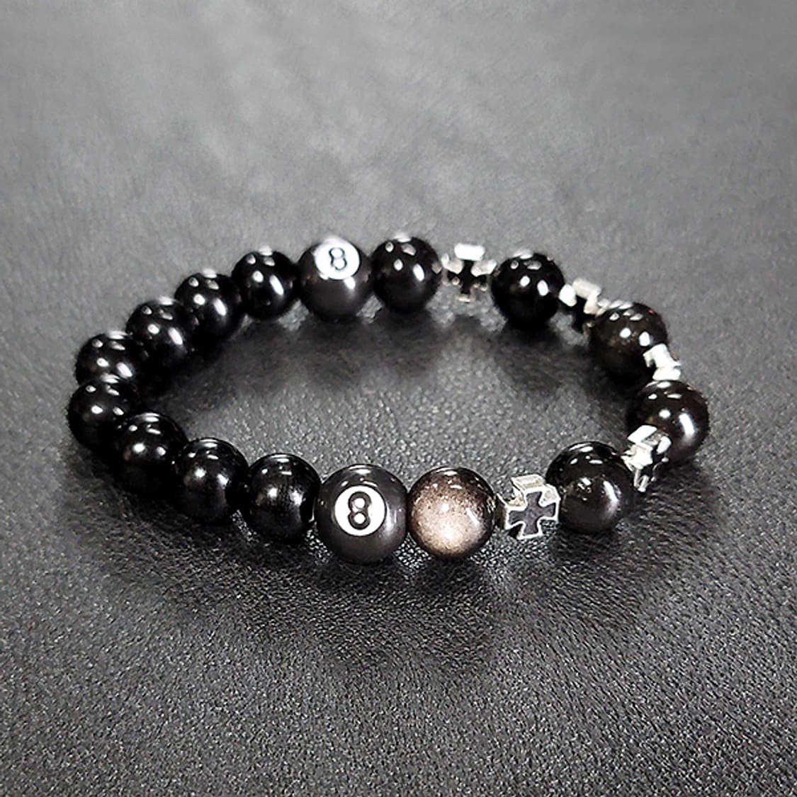 Omen8 옵시디언 10mm 남자 빈티지 원석 팔찌 상품이미지1