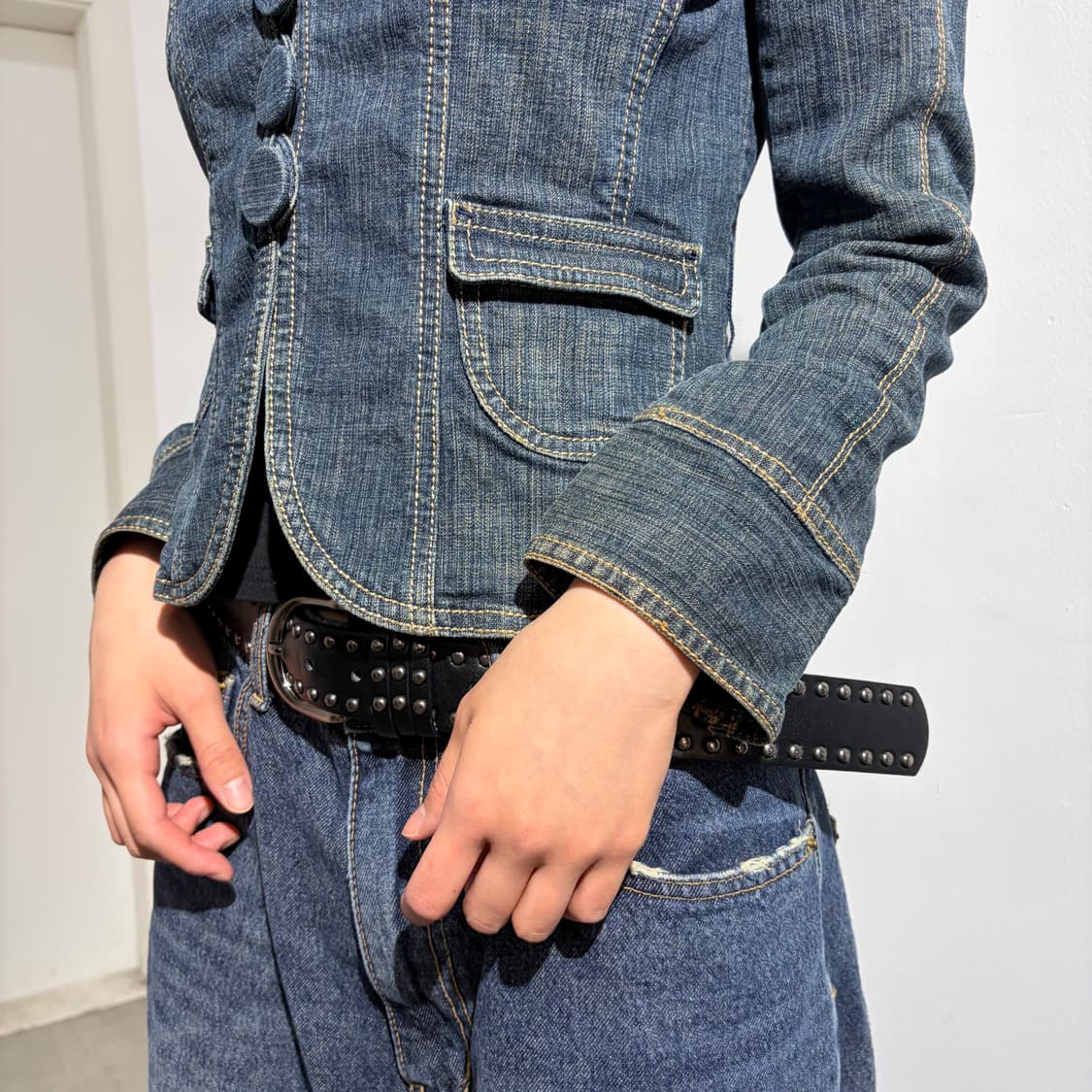 모리룩 버튼 데님자켓 블레이저 상품이미지2