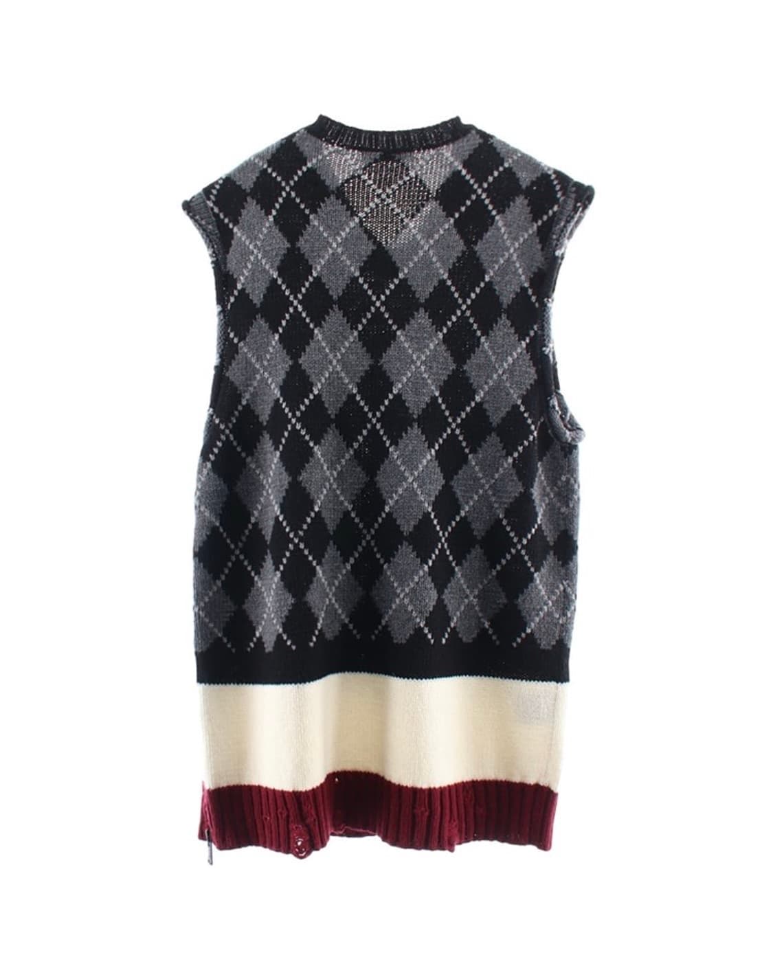 언더커버 사이드 지퍼 아가일 베스트 상품이미지3