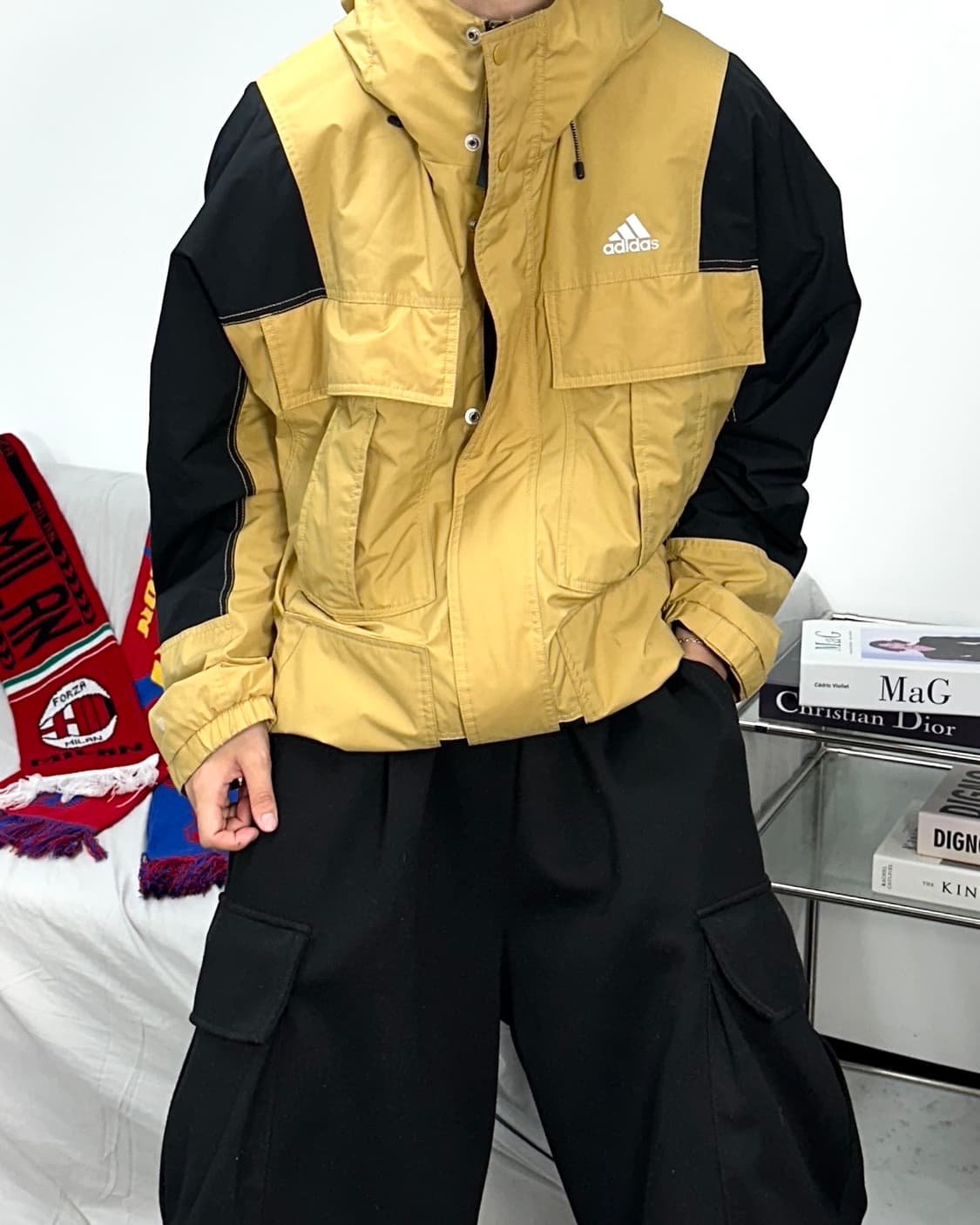 아디다스 PRSVE 포켓 베이지 바람막이 자켓 XL 상품이미지2