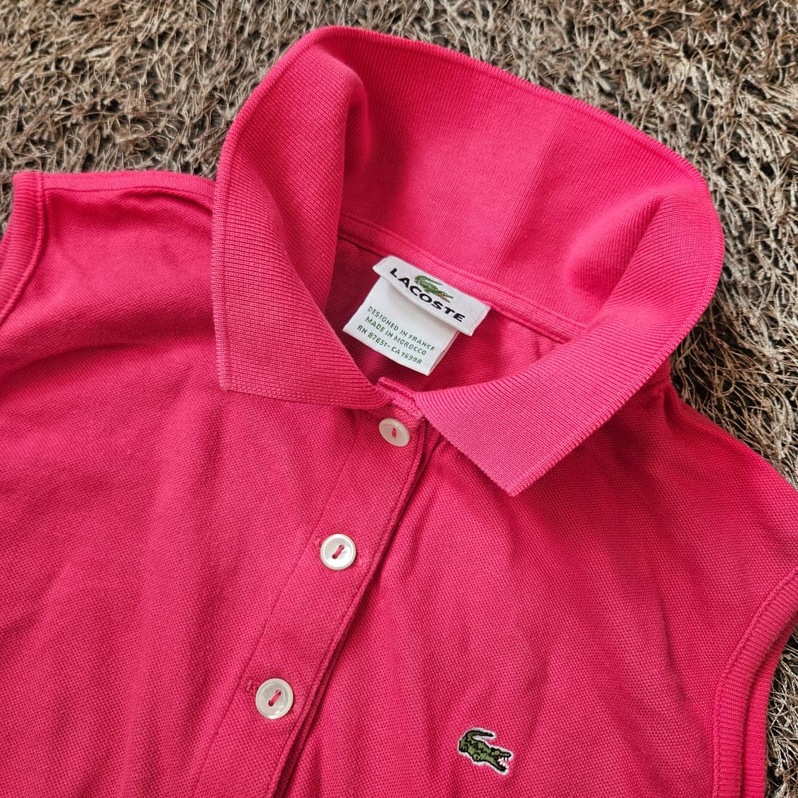 라코스테(Lacoste) 핑크 슬리브리스 PK 폴로 티셔츠 38 상품이미지4