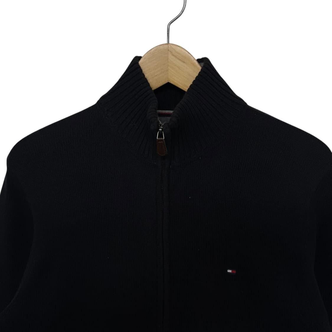 타미힐피거 스몰로고 니트집업 블랙 상품이미지2