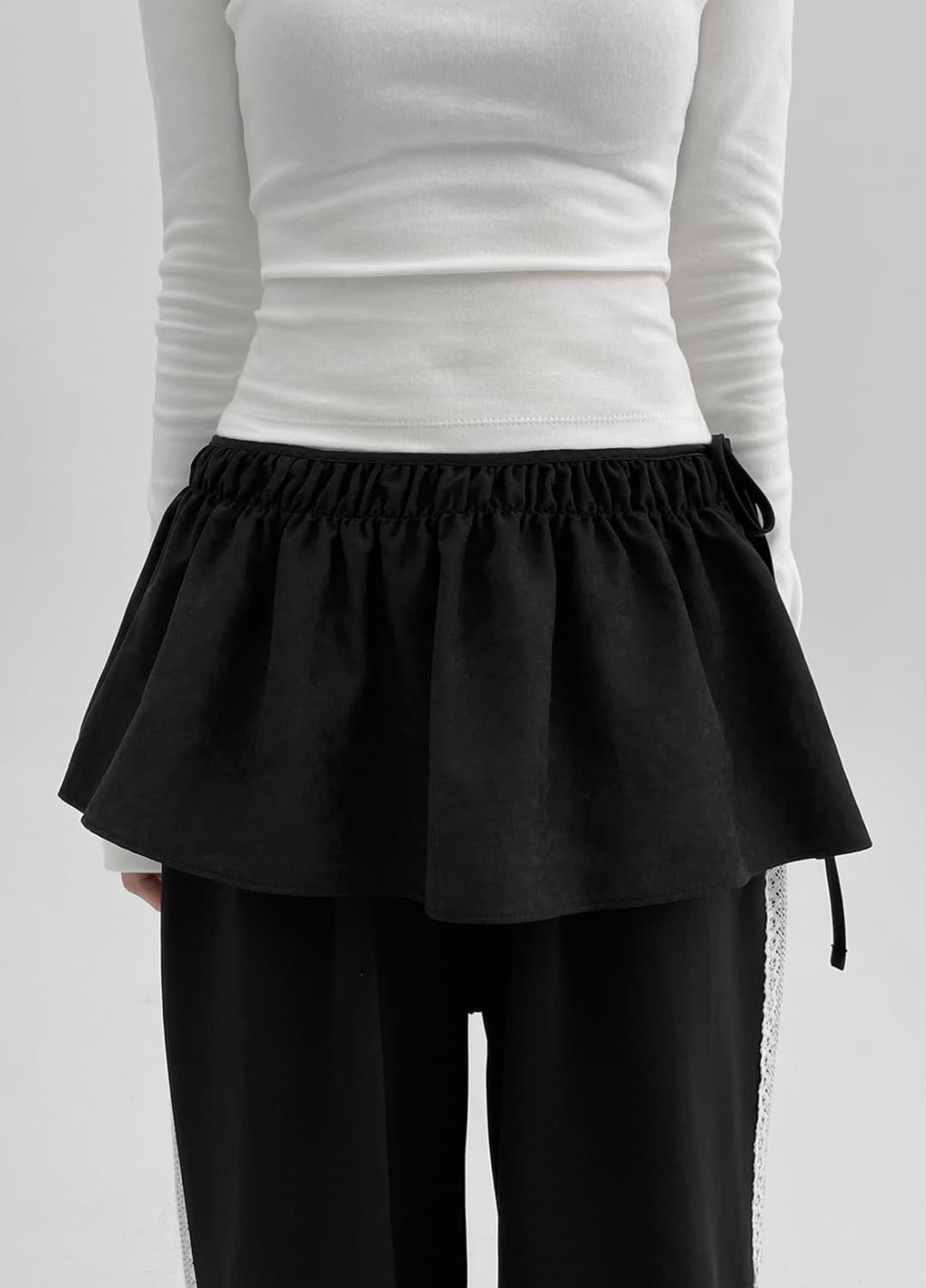 블랙업 레엇 셔링 레이어드 랩스커트 상품이미지2