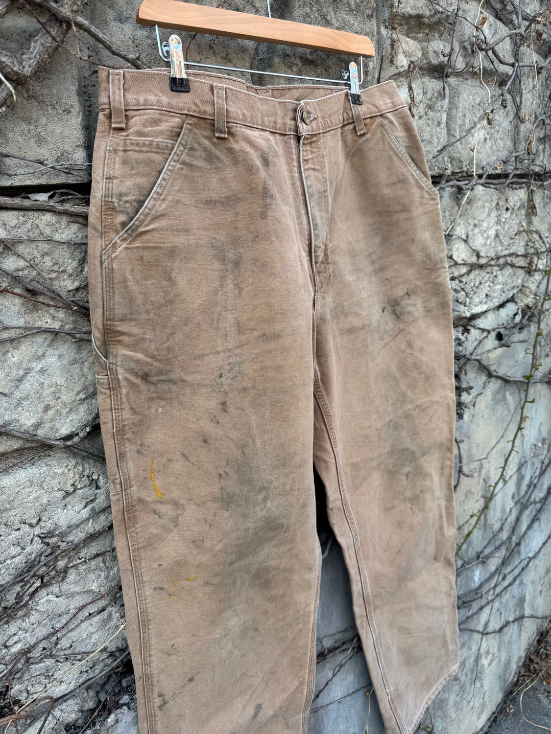 칼하트 빈티지 b11 brn 하드페이딩 카펜터 싱글니 워크 팬츠 상품이미지4