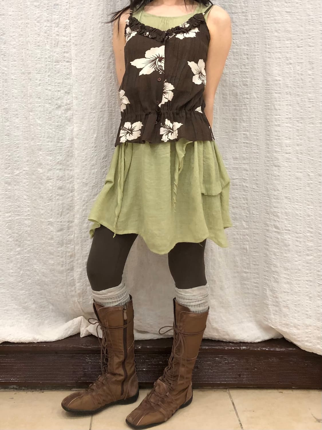 Soft green hippie blouse 상품이미지3