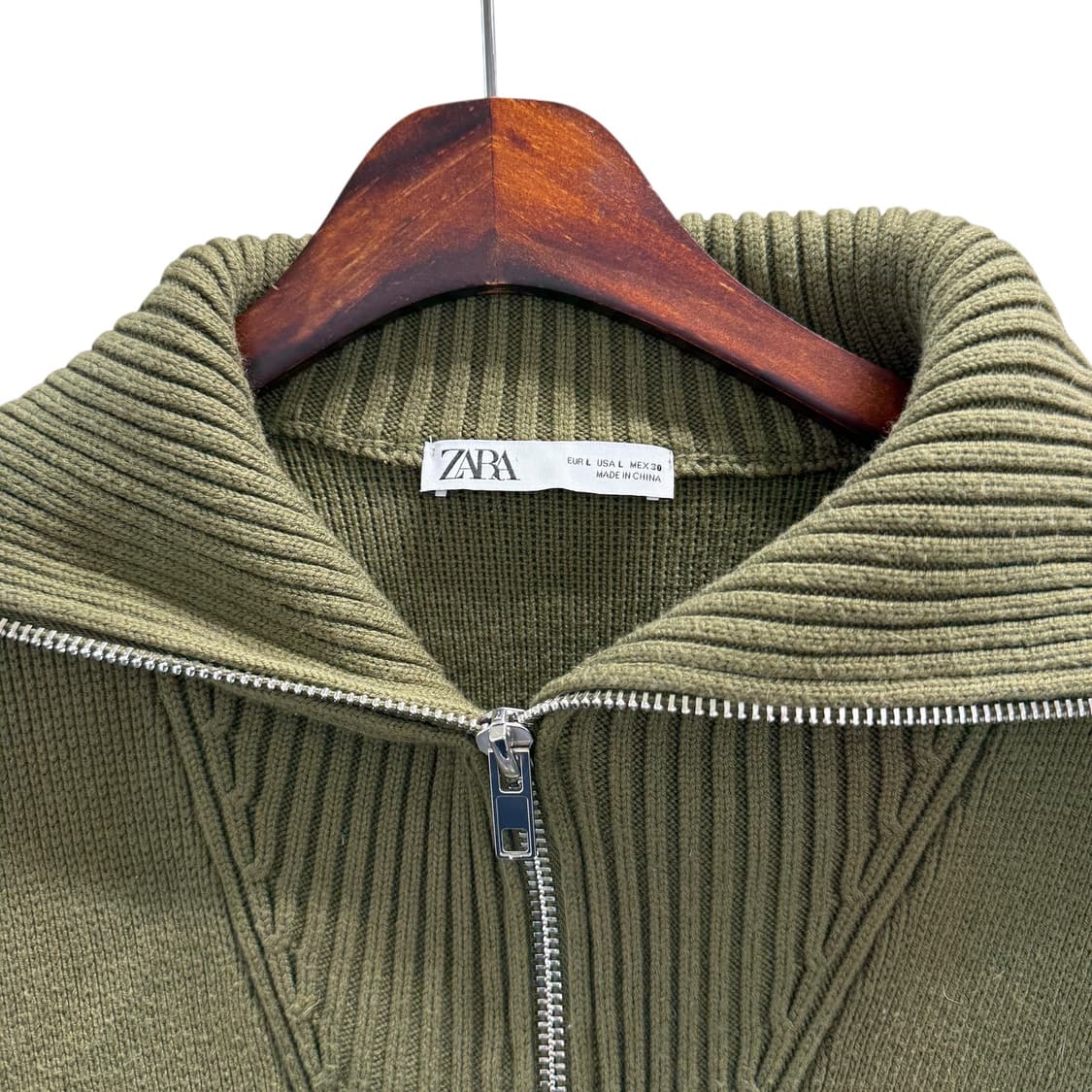 [L] 자라 카키 반집업 니트 상품이미지5