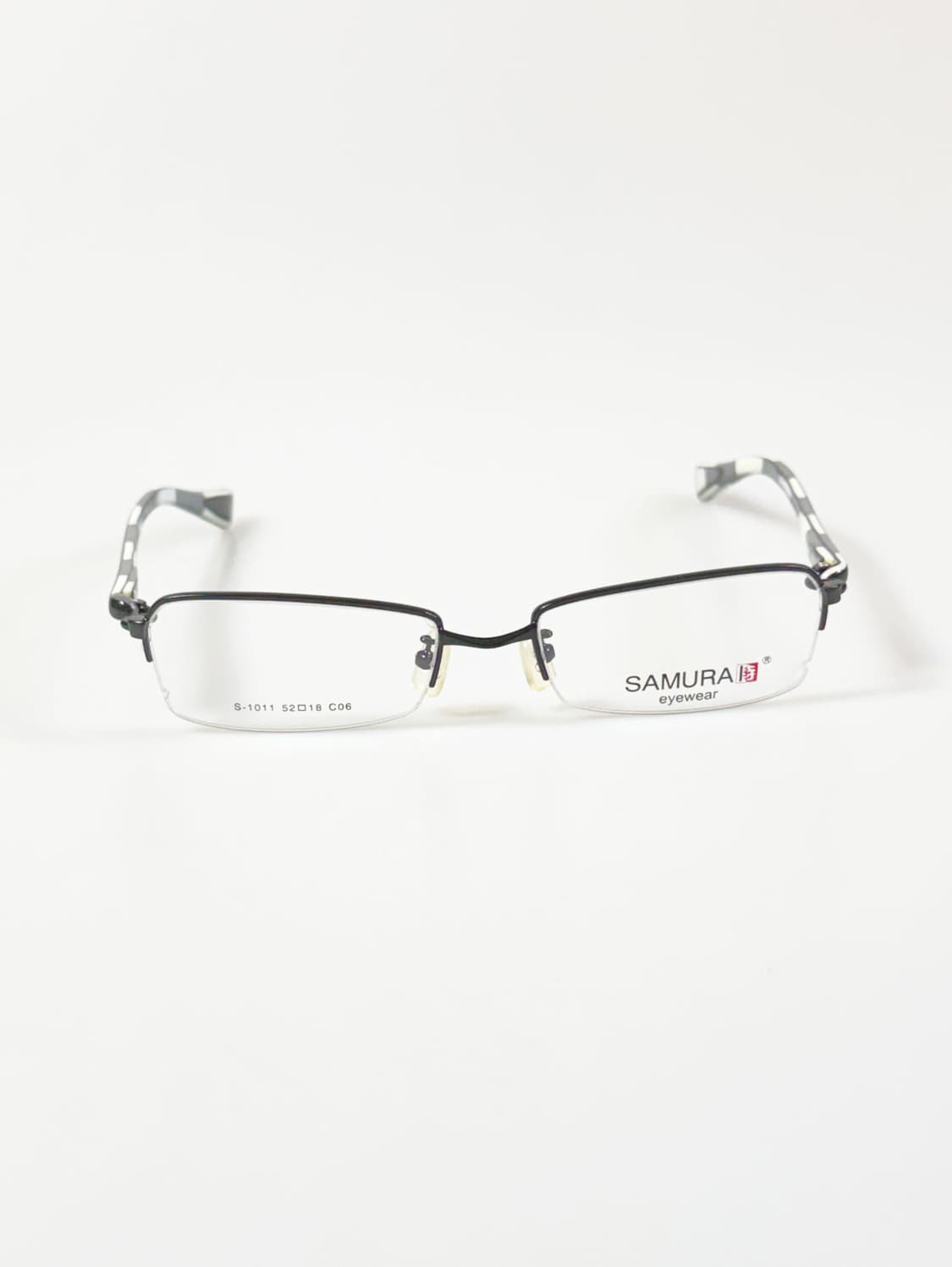 SAMURAI EYEWEAR 블랙 반무테 스퀘어 메탈 빈티지 안경 상품이미지1