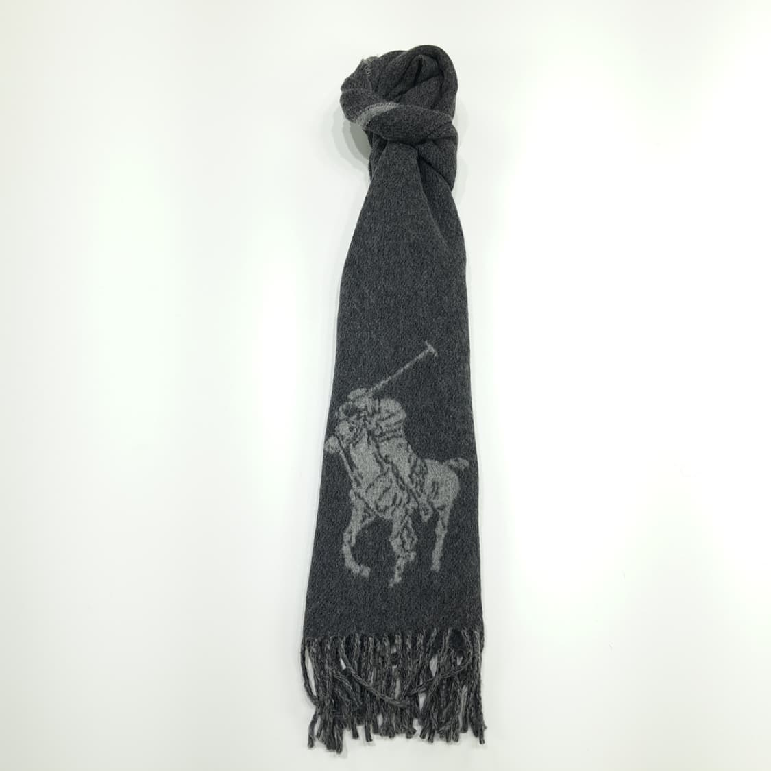 MX174 폴로 랄프로렌 그레이 빅포니 버진울 양면 목도리 머플러 상품이미지3