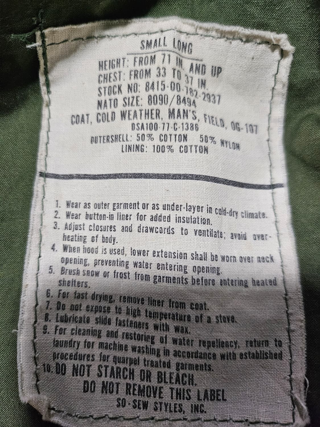 미군오리지날 3세대 m65 필드자켓  상품이미지5