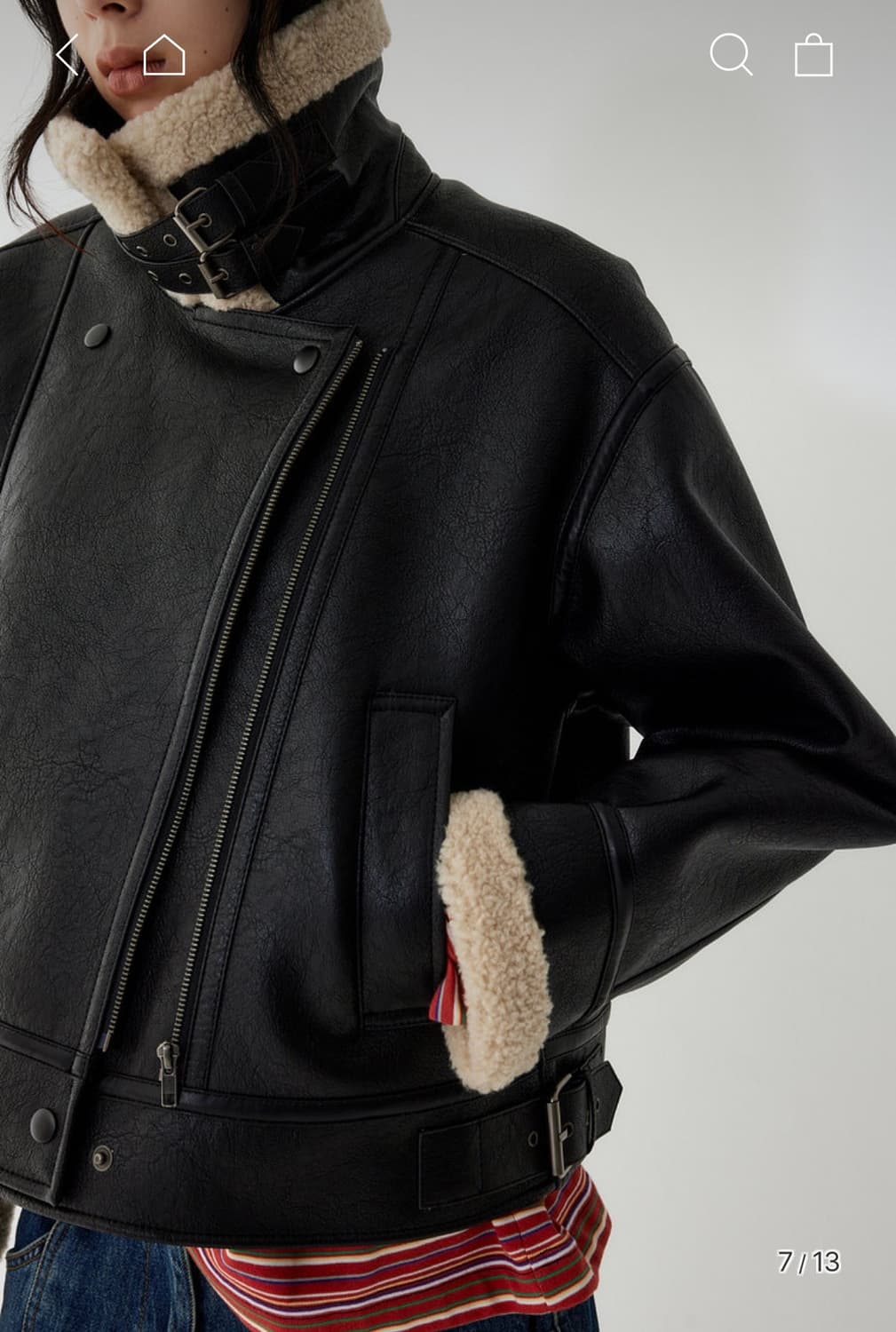 스튜디오 톰보이 배색라인신세틱 무스탕 상품이미지1