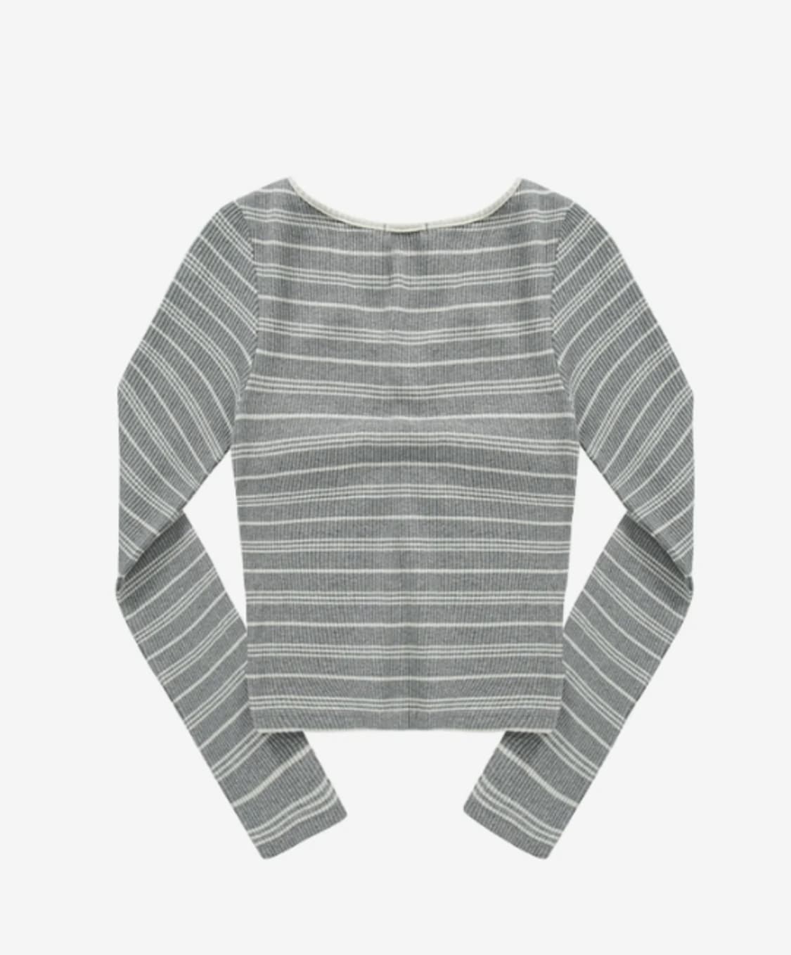 BUMBLE STRIPE SHIRRING TEE / GRAY 상품이미지2