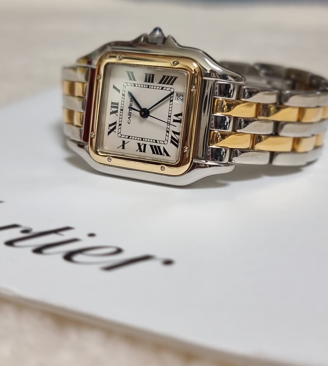까르띠에 팬더 18K 두줄 콤비 M 쿼츠 남녀공용 시계 상품이미지2