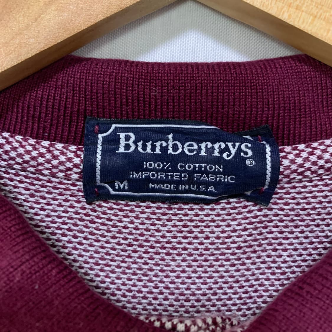 버버리 긴팔 롱기장 카라티 롱슬리브 M 버건디 빈티지 남녀공용 상품이미지3