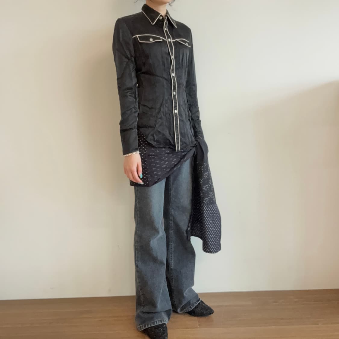 DKNY Contrast Piping Western Shirt 상품이미지3