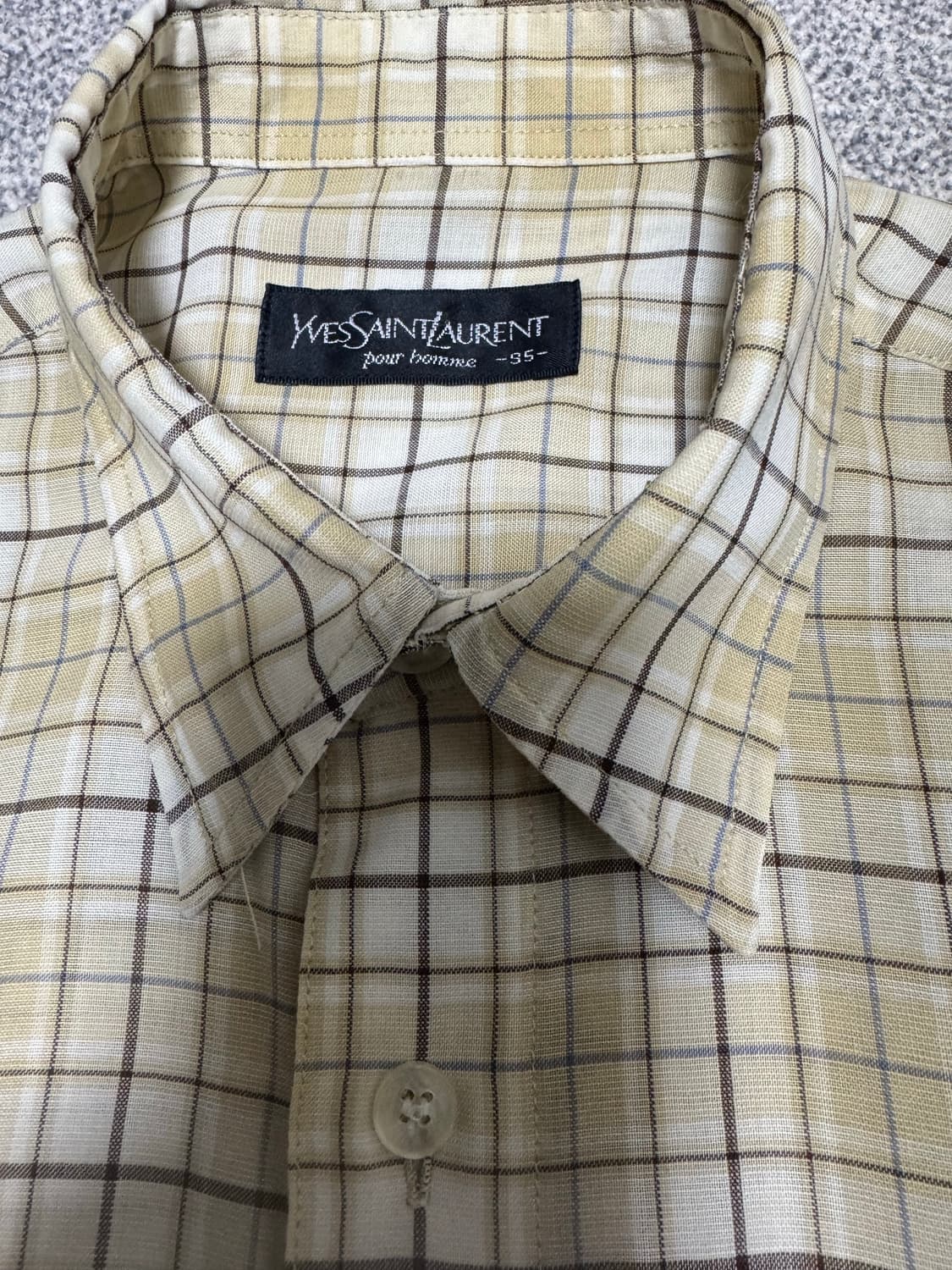 •YSL pour homme 베이지 린넨 체크 셔츠 상품이미지4