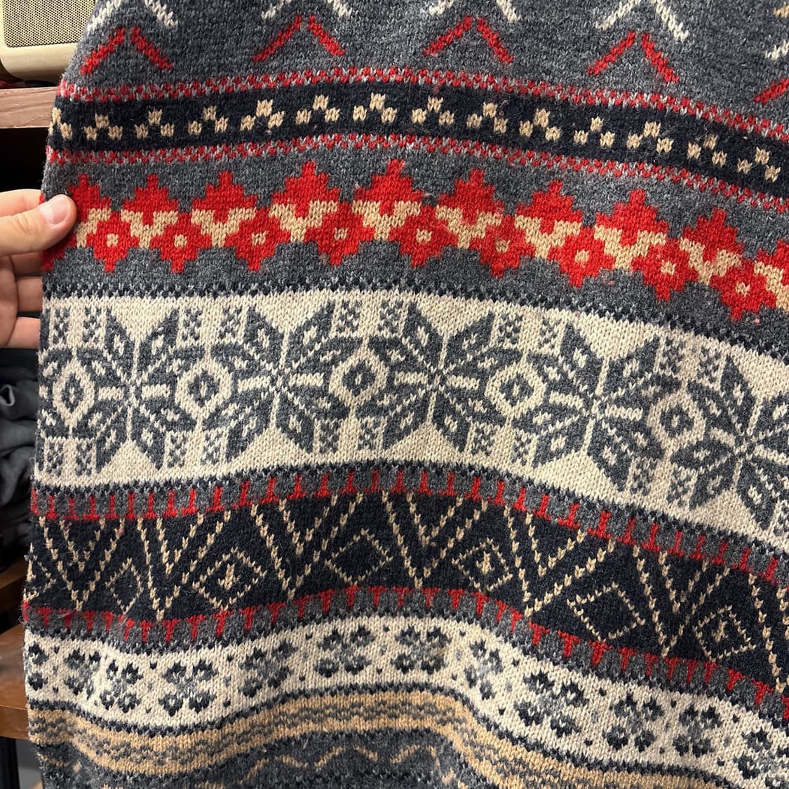 90s 빈티지 에스닉 노르딕 퓨어울 하이넥 롱라인 스웨터 N154 상품이미지5