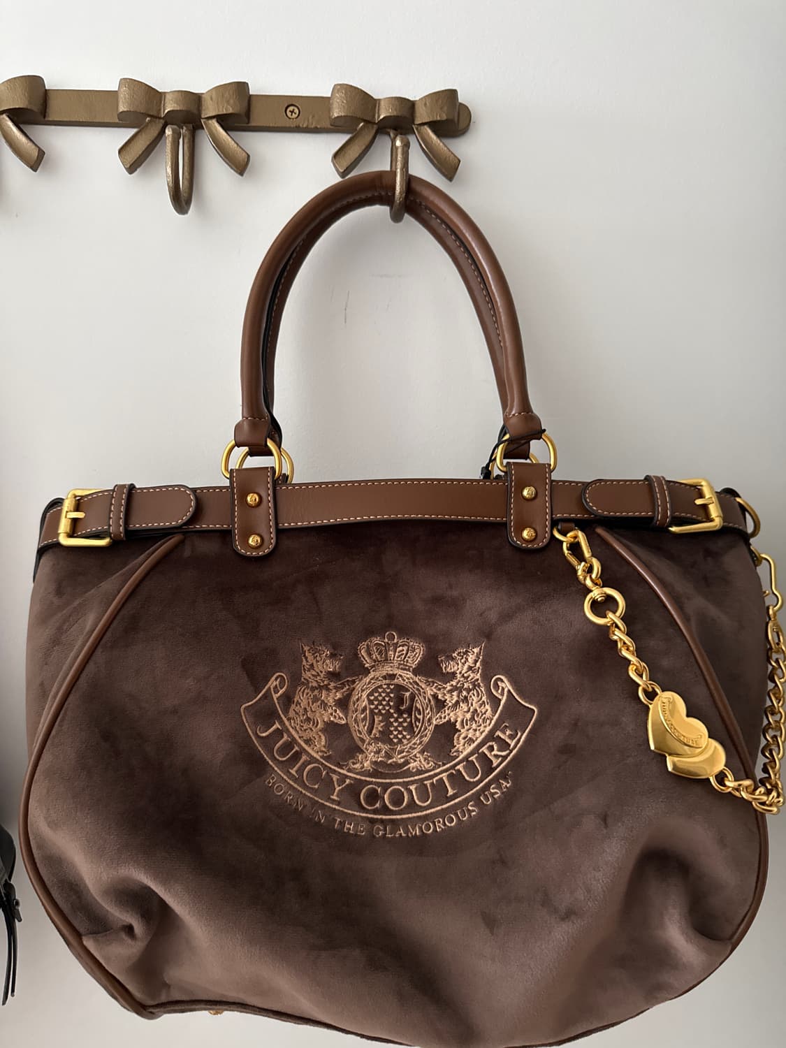 대대장 신상 쥬시꾸뛰르 브라운 벨벳 숄더백 상품이미지1