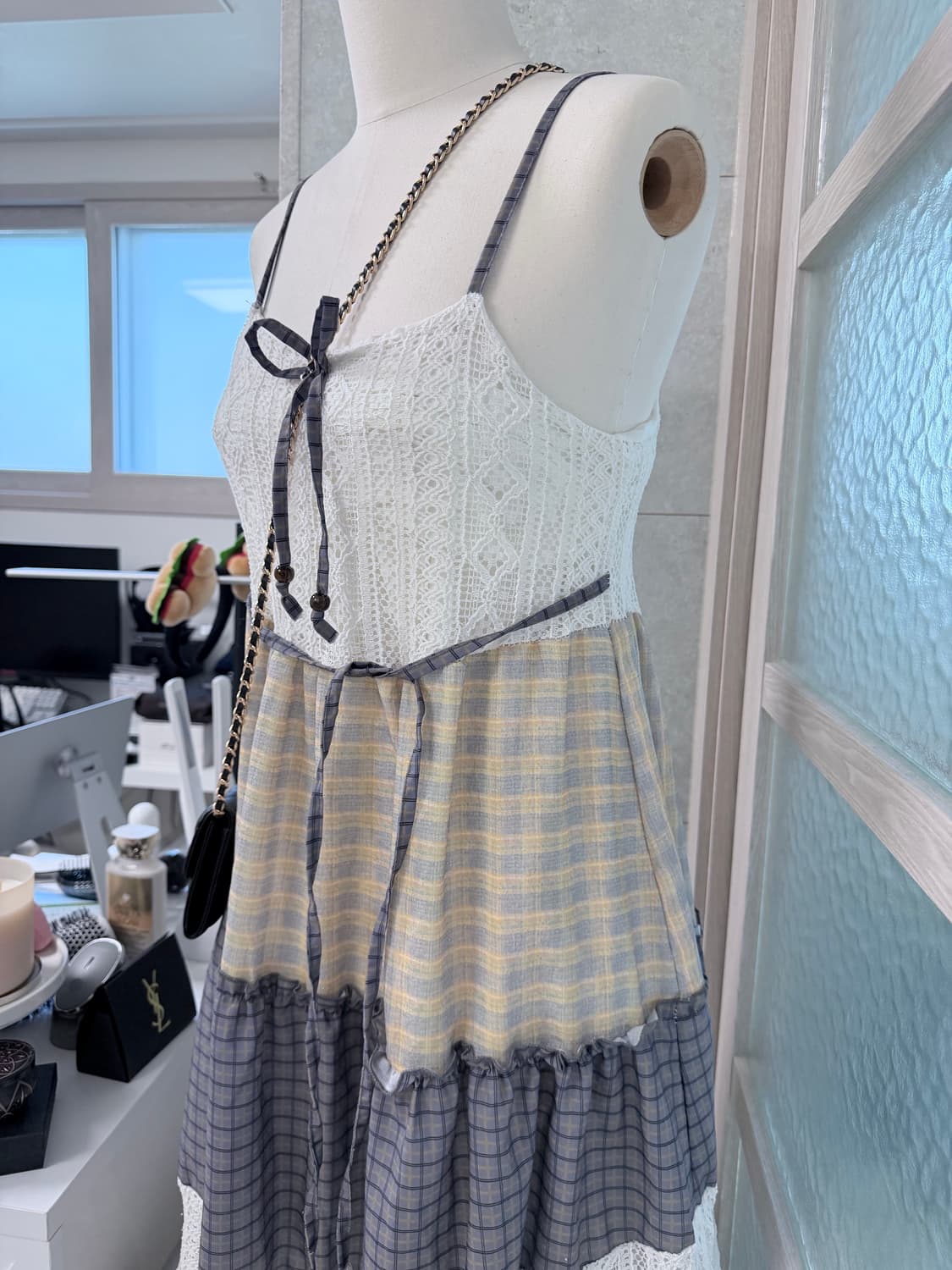 모리걸 리본 패치워크 원피스  상품이미지3