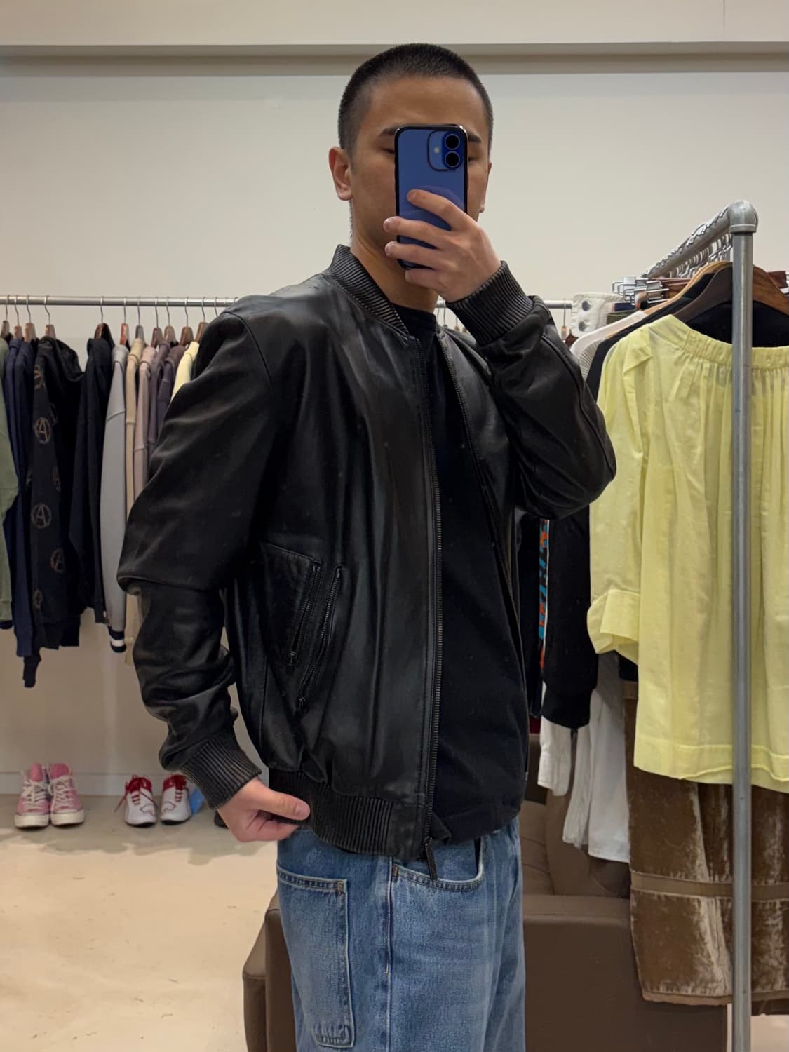 캘빈클라인 레더 봄버자켓 상품이미지9