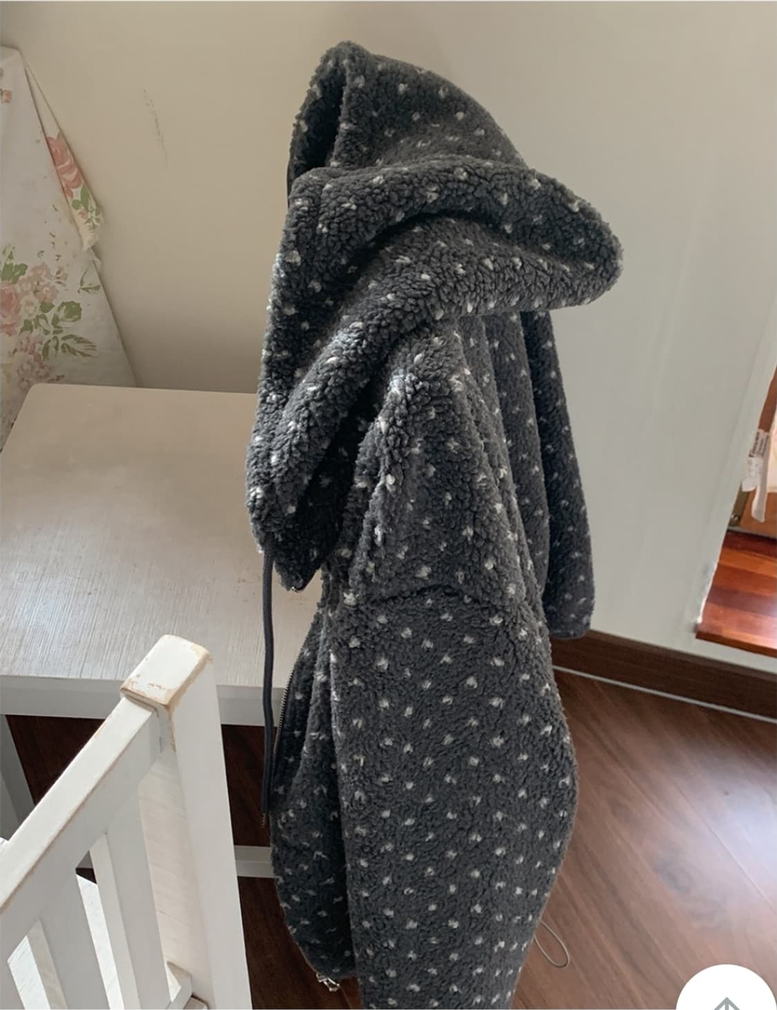 하트 도트 양털 뽀글이 덤블 후드집업 상품이미지3