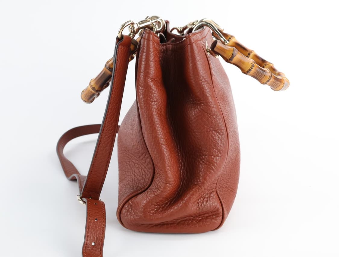 구찌 카프스킨 뱀부 쇼퍼 사첼백 토트백 크로스백 브라운 상품이미지3