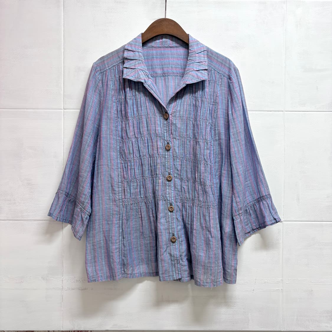 NOVE-DUE 페어리 스트라이프 셔링 퍼플 블라우스 자켓 JPN 상품이미지1