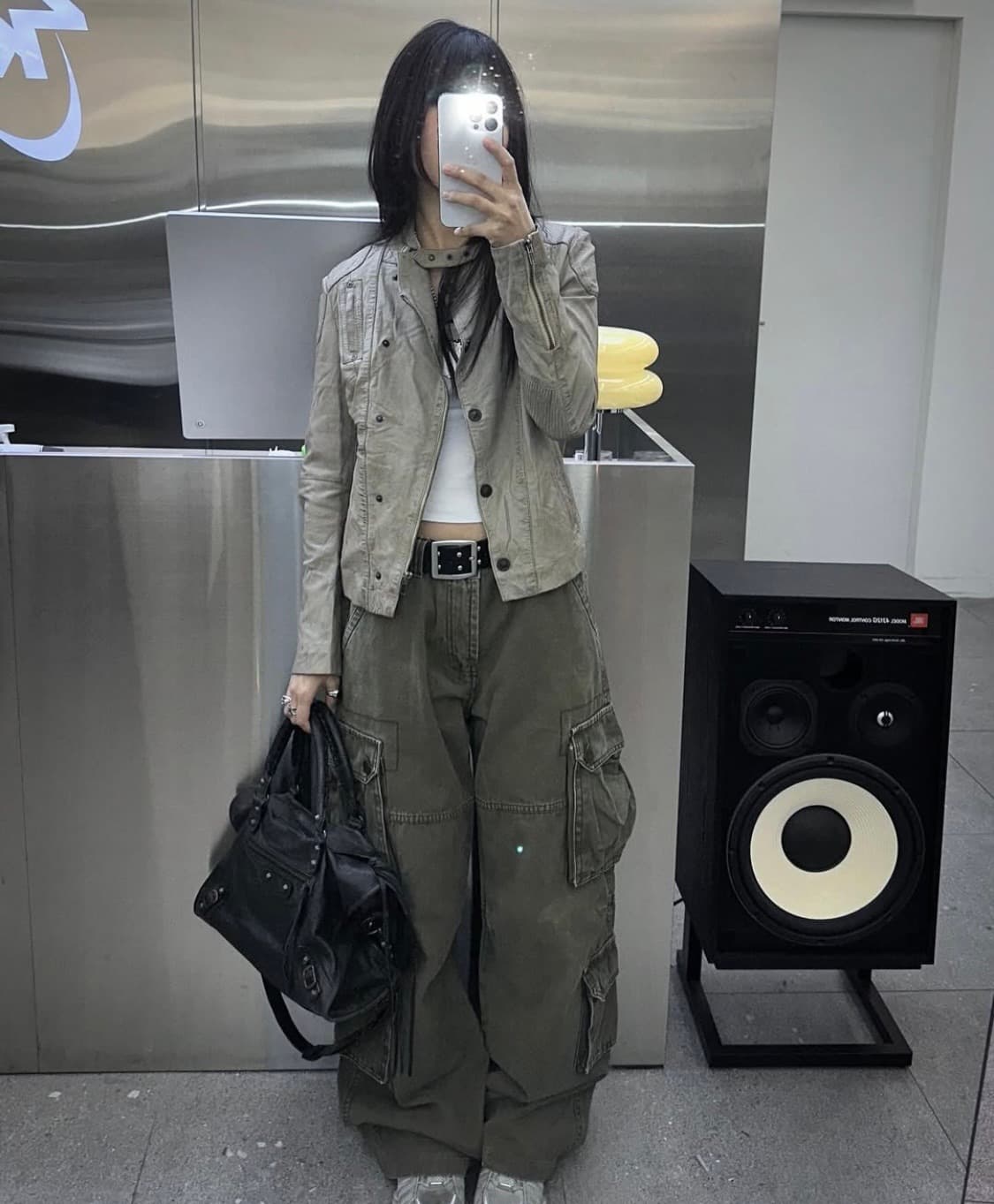 빈티지 워싱 베이지 레더 자켓 상품이미지1