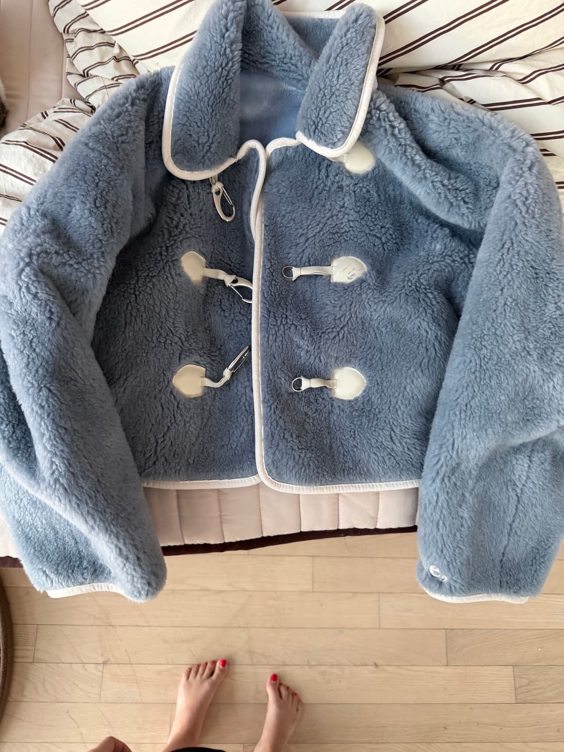 누아르나인 베베 시어링 자켓 블루 상품이미지1