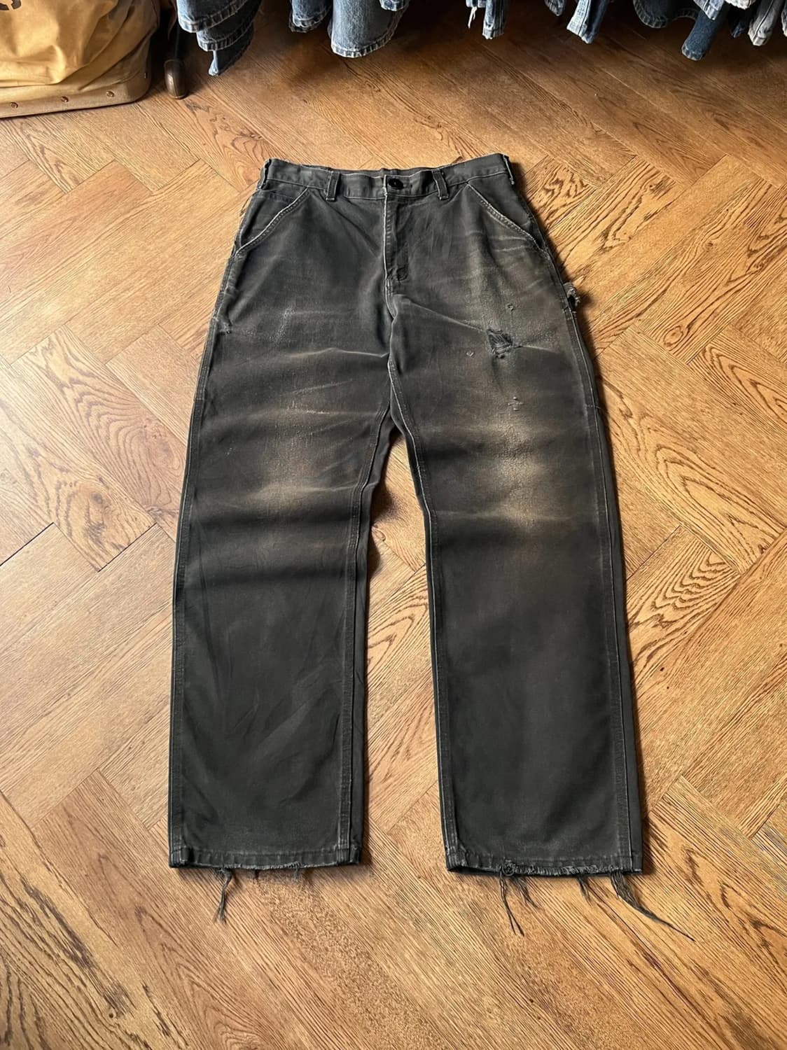 [32]칼하트 USA 하드 페이딩 블랙 싱글니 워크팬츠 상품이미지1