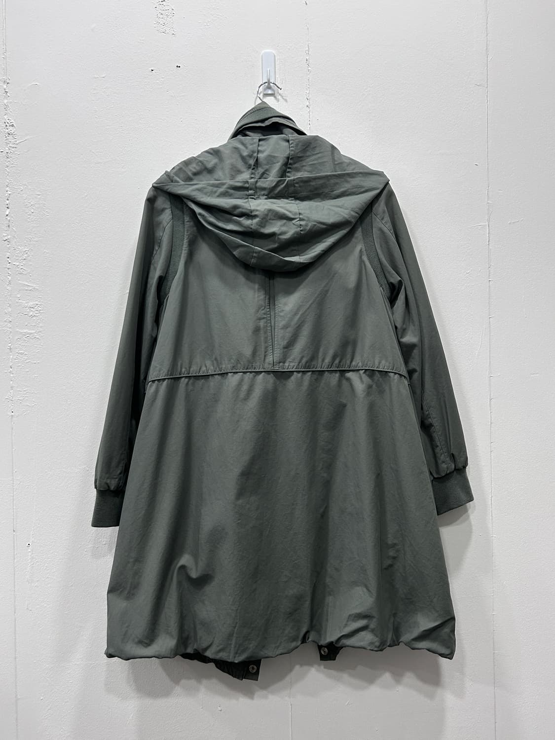 디젤 하이넥 나일론 후드 야상 코트 여성 XS 카키 상품이미지5