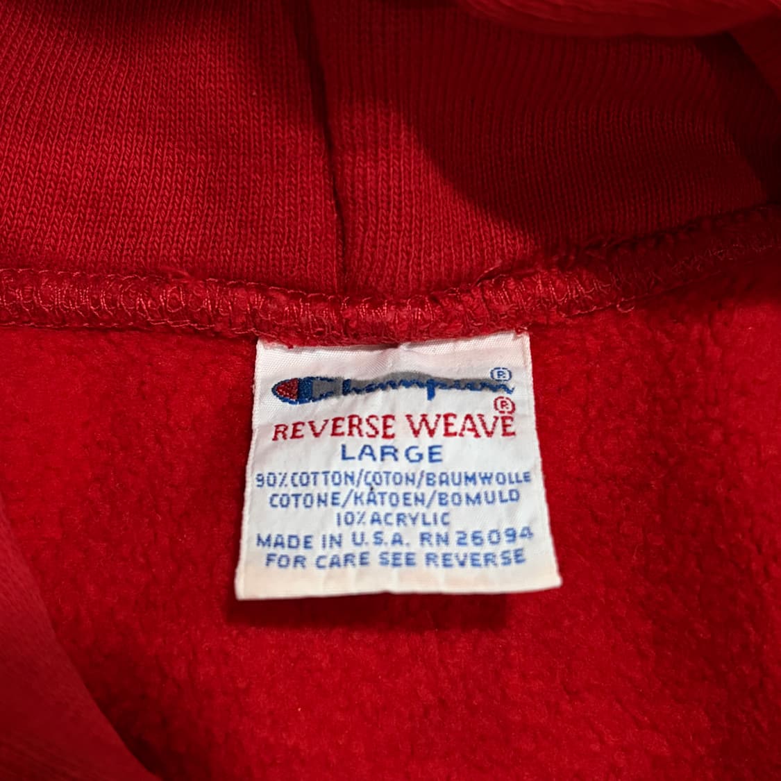 90s 챔피온 리버스위브 레드 후드티  상품이미지3