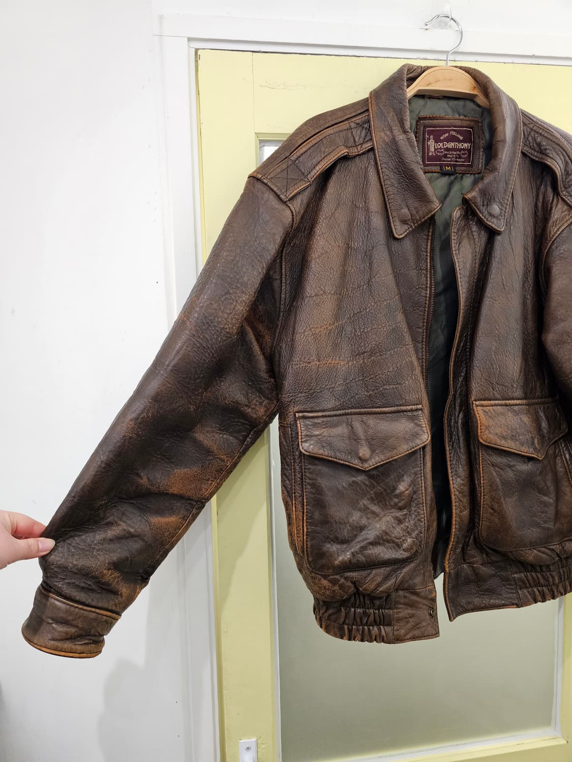 Lold Anthony 에이징 워싱 램스킨 자켓 상품이미지5