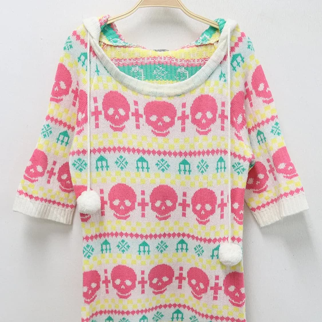 JE VOUDRAIS 스컬 후드 반팔 니트 원피스 61308 상품이미지3