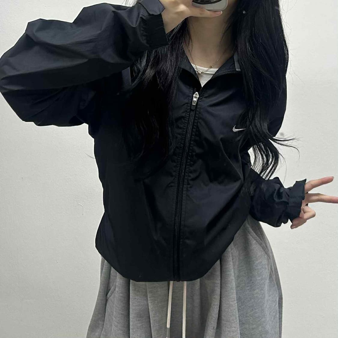나이키 00s 솔로 스우시 블랙 윈드브레이커 자켓 바람막이 희귀져지(XL 상품이미지1