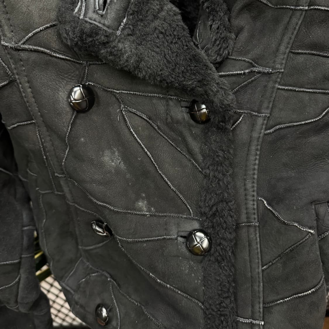 90s ROOTS 루츠 빈티지 크롭 스웨이드 퍼자켓 블랙 상품이미지6