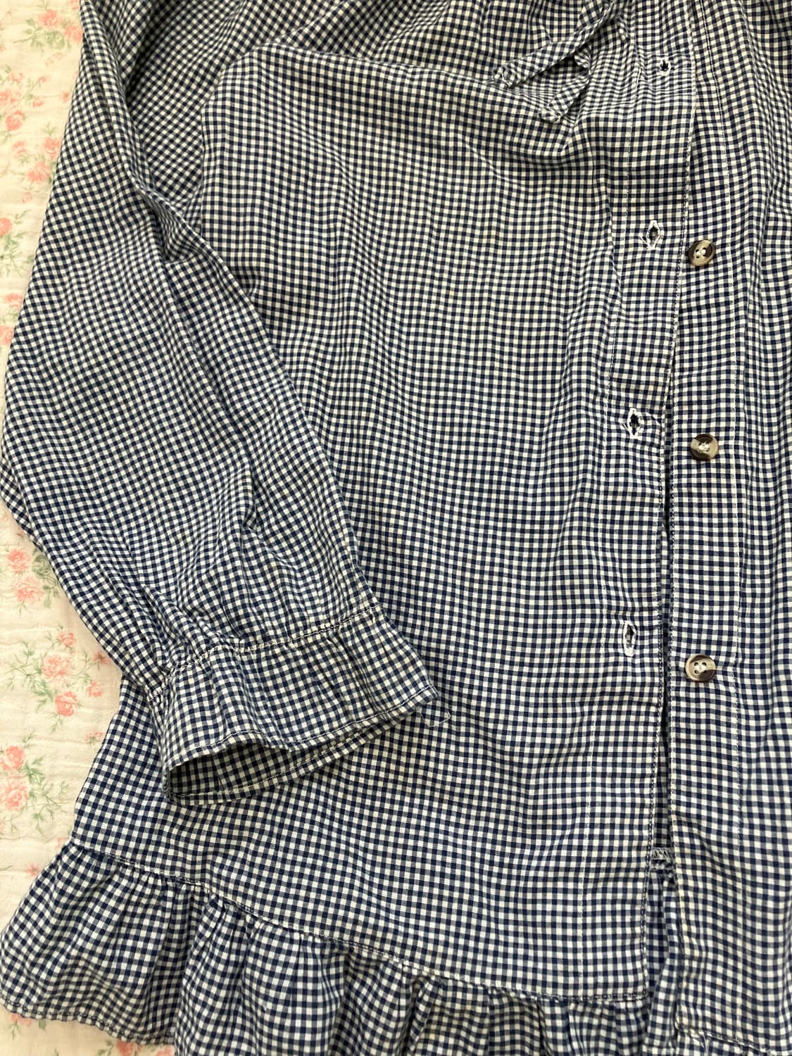 빈티지 체크 리본 프릴 블라우스 1092 모리걸 y2k 스트릿 갸루 펑키 상품이미지6